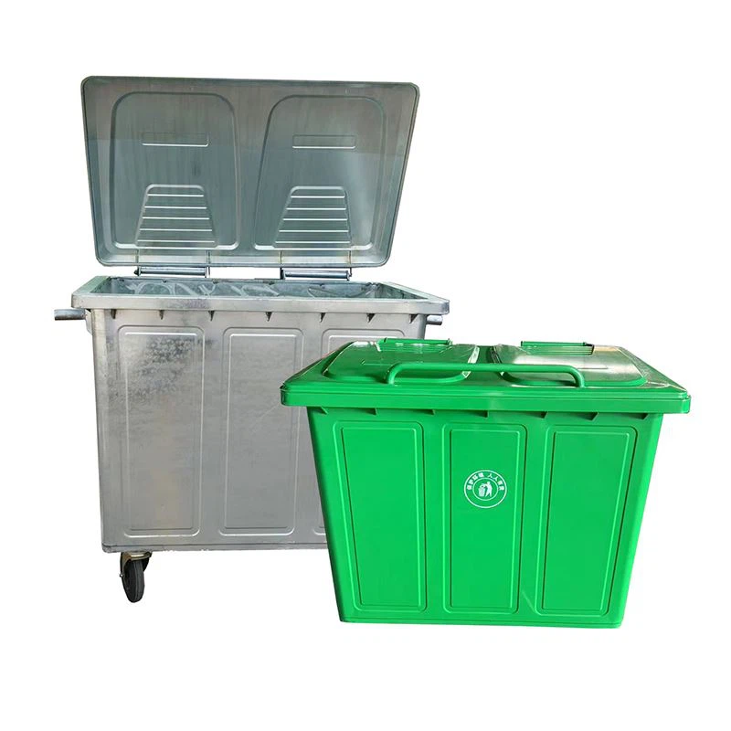 Botes de basura de acero inoxidable 1100L con ruedas