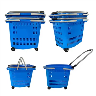 Cesta de ruedas manejada de compras de plástico 50L